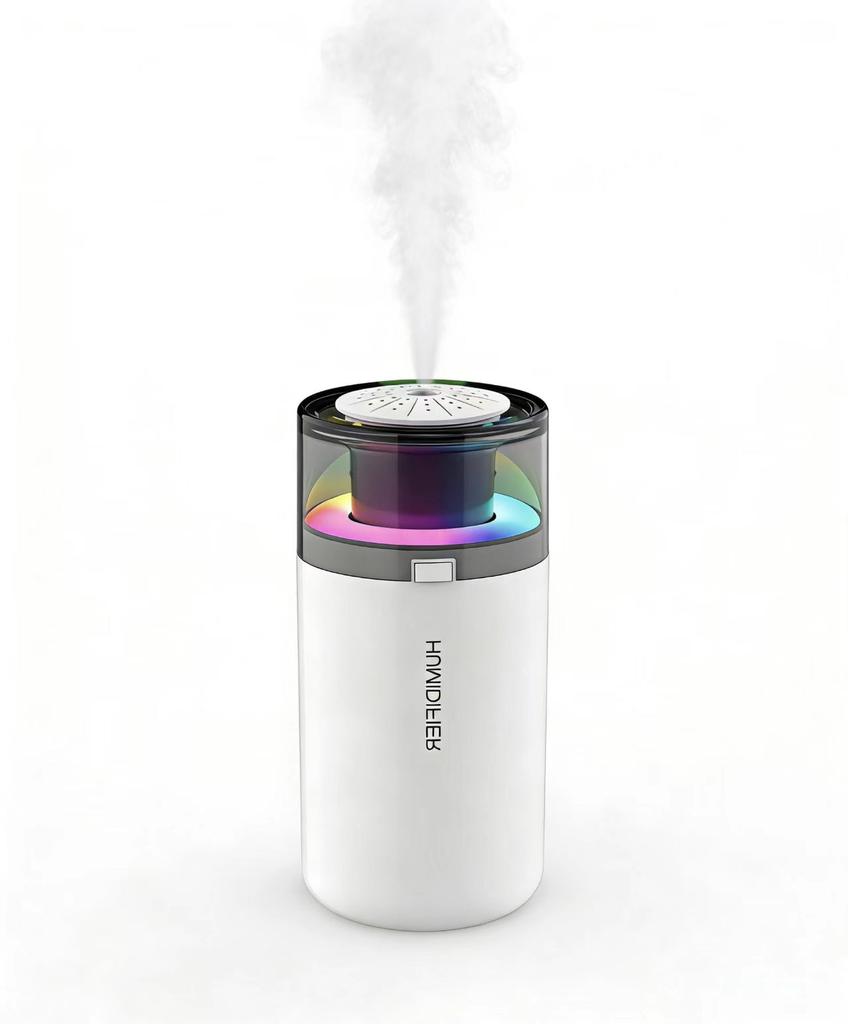 High Mist Output USB Humidifier with Long Battery Life, Quiet Air Purifier & Aroma Diffuser, Desktop Hydrator for Dorm