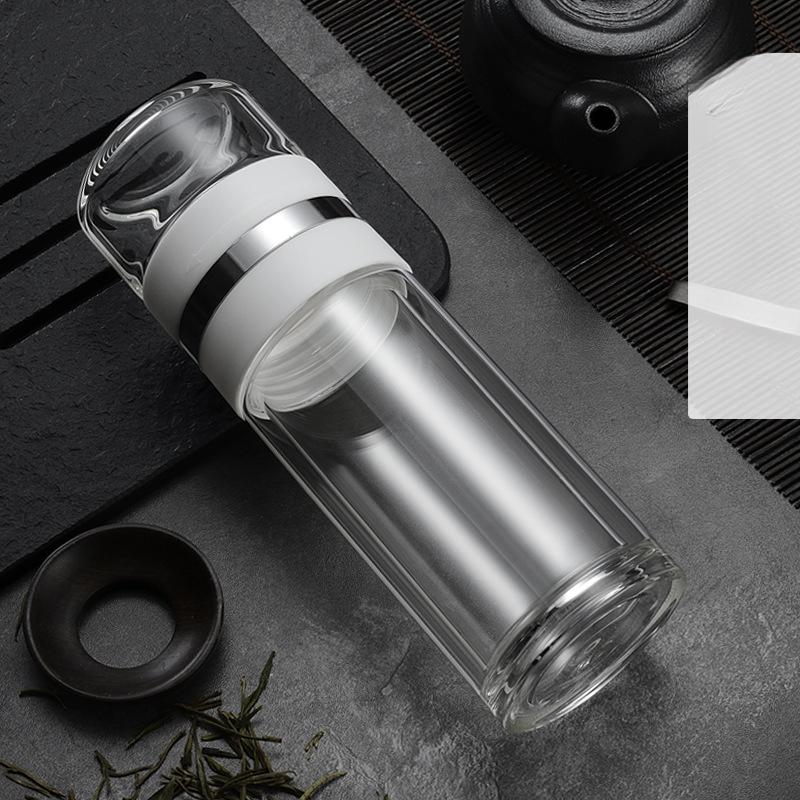 Fengge Tea Separation Water Separation Šálek na čaj Špičkový dvouvrstvý skleněný šálek Přenosný šálek na čistou vodu pro muže a ženy