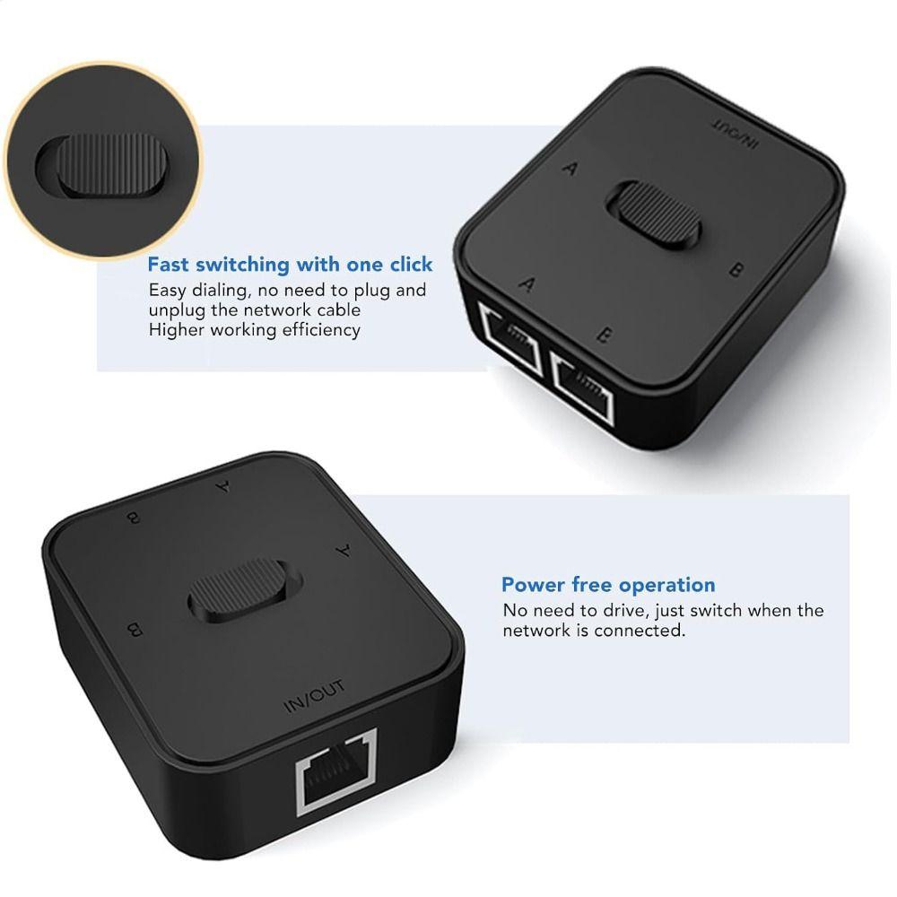 RJ45 Ethernet Adapter Bidirectional Passive Ethernet Selector Gigabit Network Switcher  Server Room