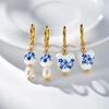 Retro Heart-shaped Porcelain Earrings for Women,Blue and White Imitation Pearl Chinese Cultural Earrings,Charm Jewelry Gifts