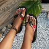 Ladies' Floral Printed Wedge Sandals - Fashionable One Foot Beach Slippers with Soft EVA Sole and Vibrant Floral Design