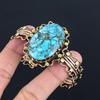 Blue Turquoise Handmade Gemstone Bracelet, 999 Copper Wire Wrapped Antique Jewelry Bracelet, For Engagement Gift