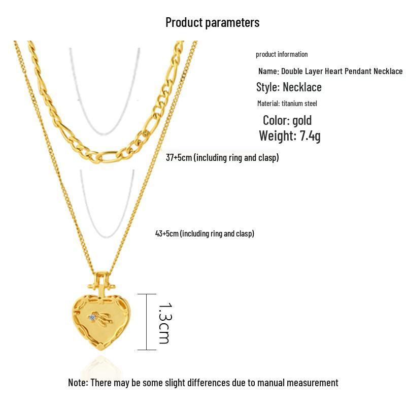 Heart Series 18K Gold-Plated Titanium Steel Necklace - Elegant, Colorfast, Simple & Chic Clavicle Chain