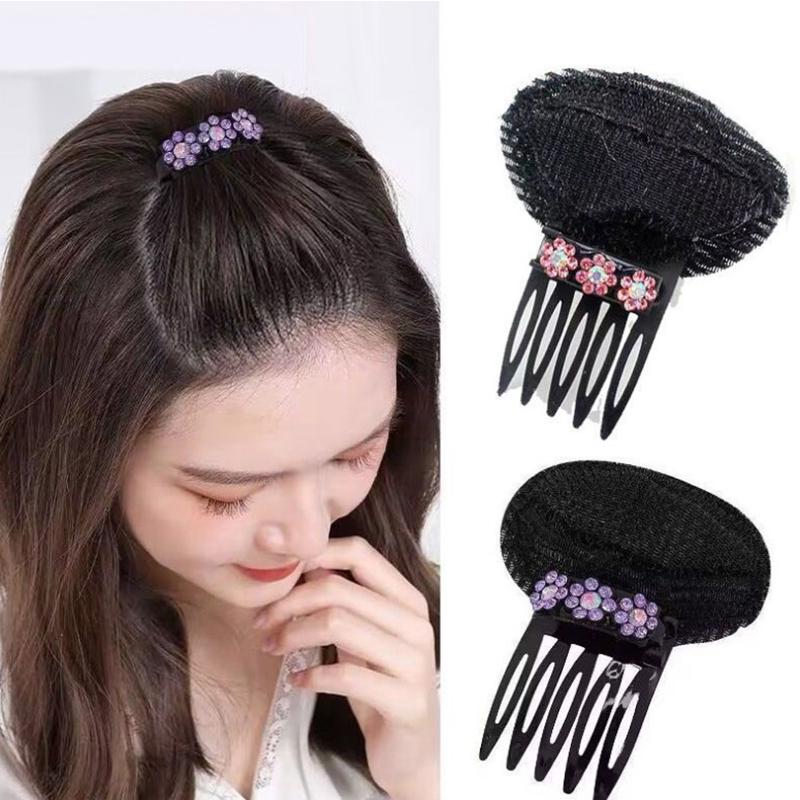 Rhinestone Invisible Fluffy Sponge Hårklemme Front Hårlinje Volum Base Puff Pute Hårbolle Hårstyling Hårnål