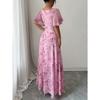 Damen Schmetterlingsmuster Fledermausärmel Chiffonkleid, Plissiert Süß Französischer Stil Sommerkleid, Elegante Koreanische Herbstmode