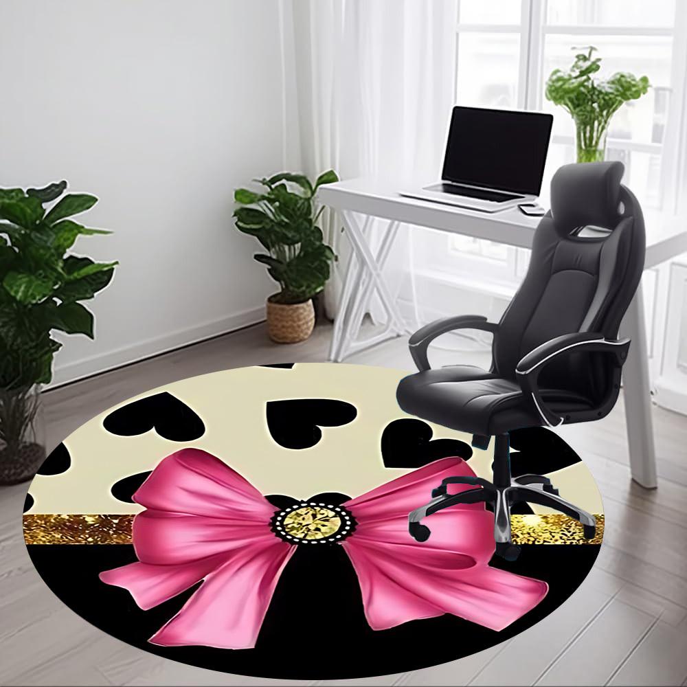1pc Pink Bow Chair Carpet for Office - Durable, Ideal for Chair Mats, Stylish & Functional Decorative Rug yy260203096
