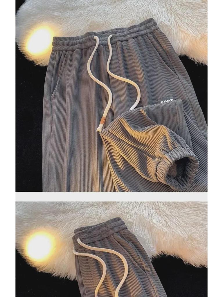 Men's Autumn Corduroy Cuffed Casual Pants - Versatile Hong Kong Style Sports Pants