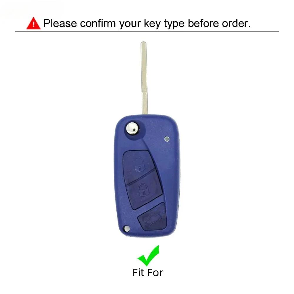 Leather Car Key Case 3 Buttons Keychain Folding Remote Control Fobs Protector Cover For Fiat Panda Fiorino 500 Qubo Doblo Punto