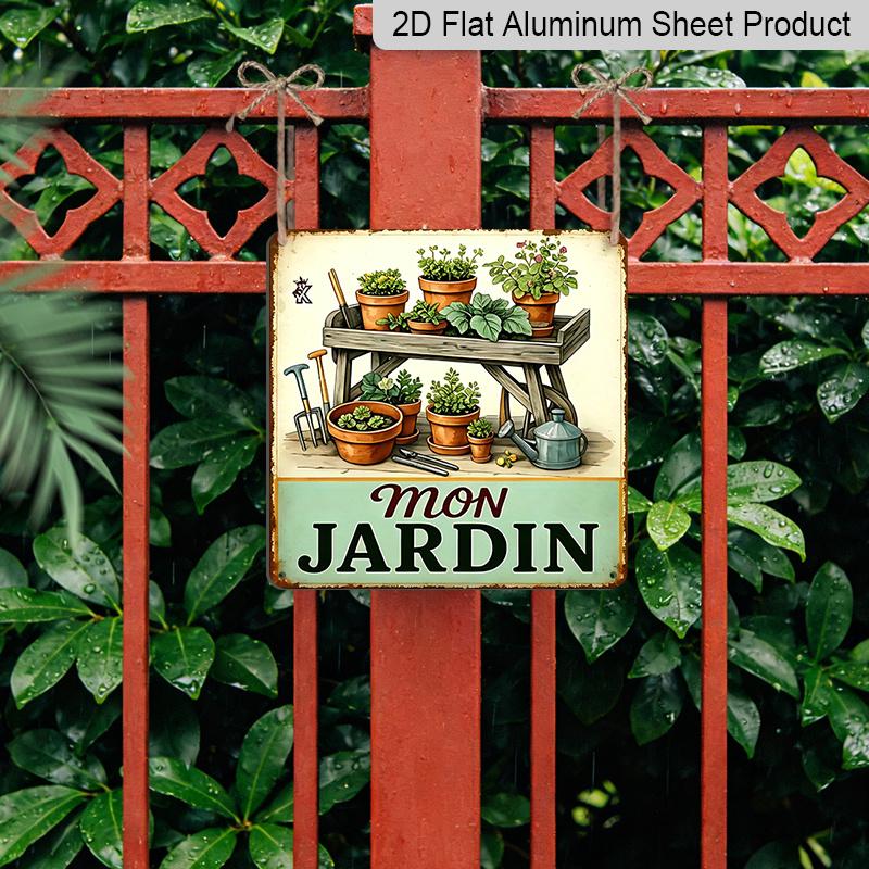 2D Flat - 1pc, Vintage Metal Sign, Decorative Plaque and Ornament, French Garden Theme, Cozy Pastoral Style, Suitable for Kitchen, Porch, Courtyard