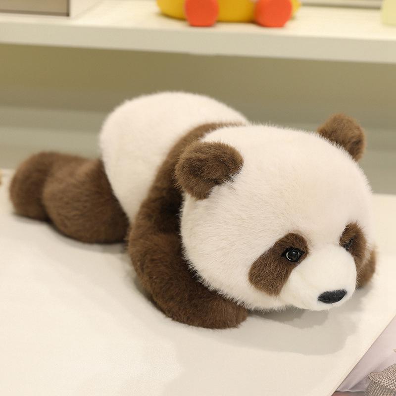 European Mink Velvet Panda Plush Toy - Cute Lying Panda Qizai Doll Figure