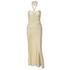 Women's Summer Solid Color Wrap Chest Hanging Neck Tie Ring Connection Hollow Slit Dress