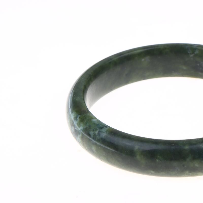 Green White Natural Jade Bracelet Hand Carved Wide Nanyu Bangle Premium Jewelry for Graduation Gift