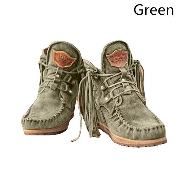 Botas planas con flecos estilo vintage para mujer comprar a buen precio —  entrega gratuita, reseñas reales con fotos — Joom