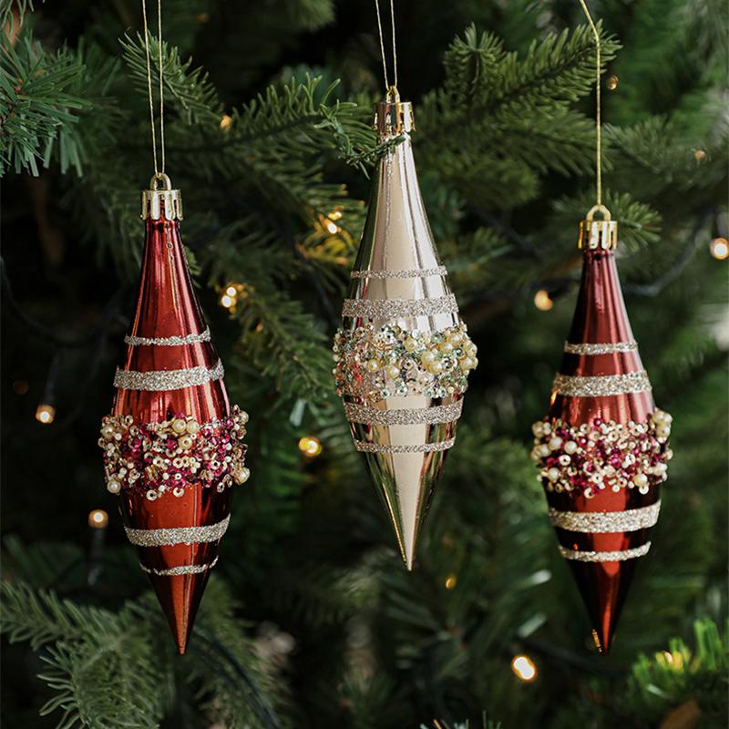 Creative Gorgeous Glitter High-End Christmas Ornaments Sparkling Champagne Brown Screw Christmas Tree Decor Hanging Accessories