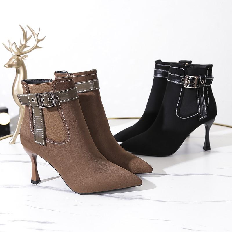 Elegant Pointed Toe Ankle Women Boots Luxury High Heels Shoes 2025 Winter Trend Party Dress Shoes New Sexy Pumps Botas Mujer