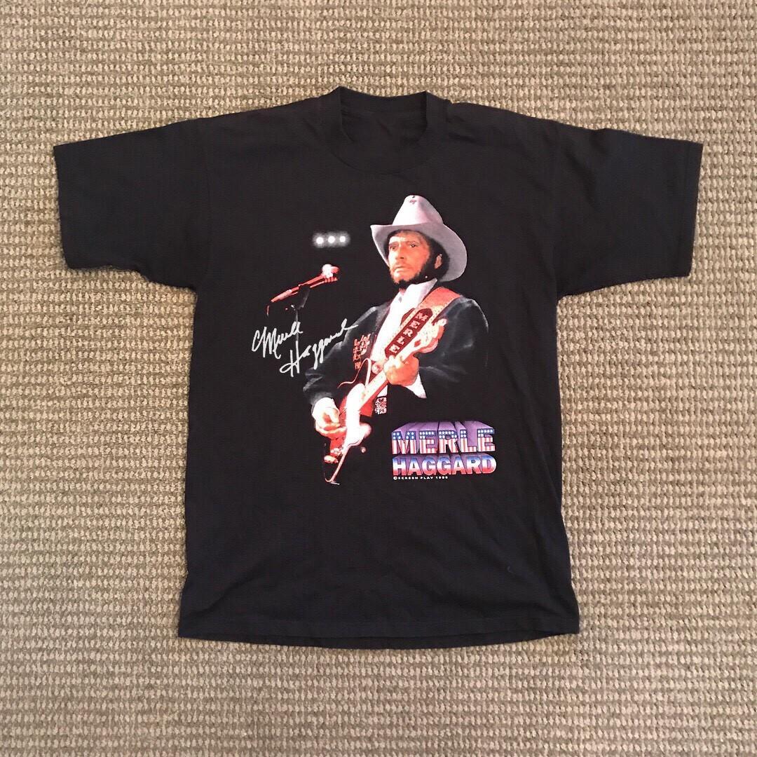 Vintage Signature Cowboy Merle Haggard Shirt Black S-5XL NZ350 FREE SHIPPING M