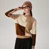Zhaojun Women's Thickened 100% Cashmere Color-block Knit Sweater