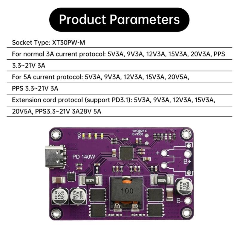 140W PD3.1 Fast Chargers Module Liions Battery Chargers/Discharger Module for Highly Power Devices