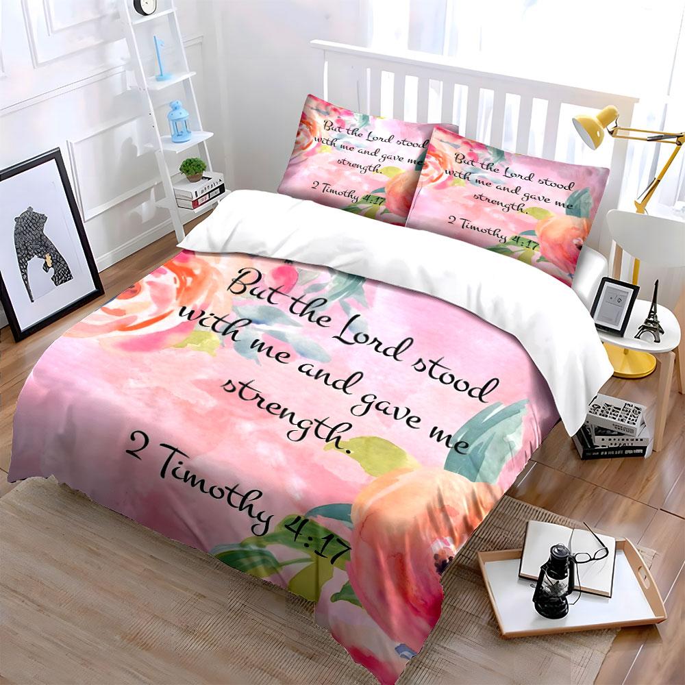 Floral-Inspired Christian Wall Decor Set  Kid'S And Adults' Bedroom Decor, Exquisite Three-Piece Bedding Set Gift