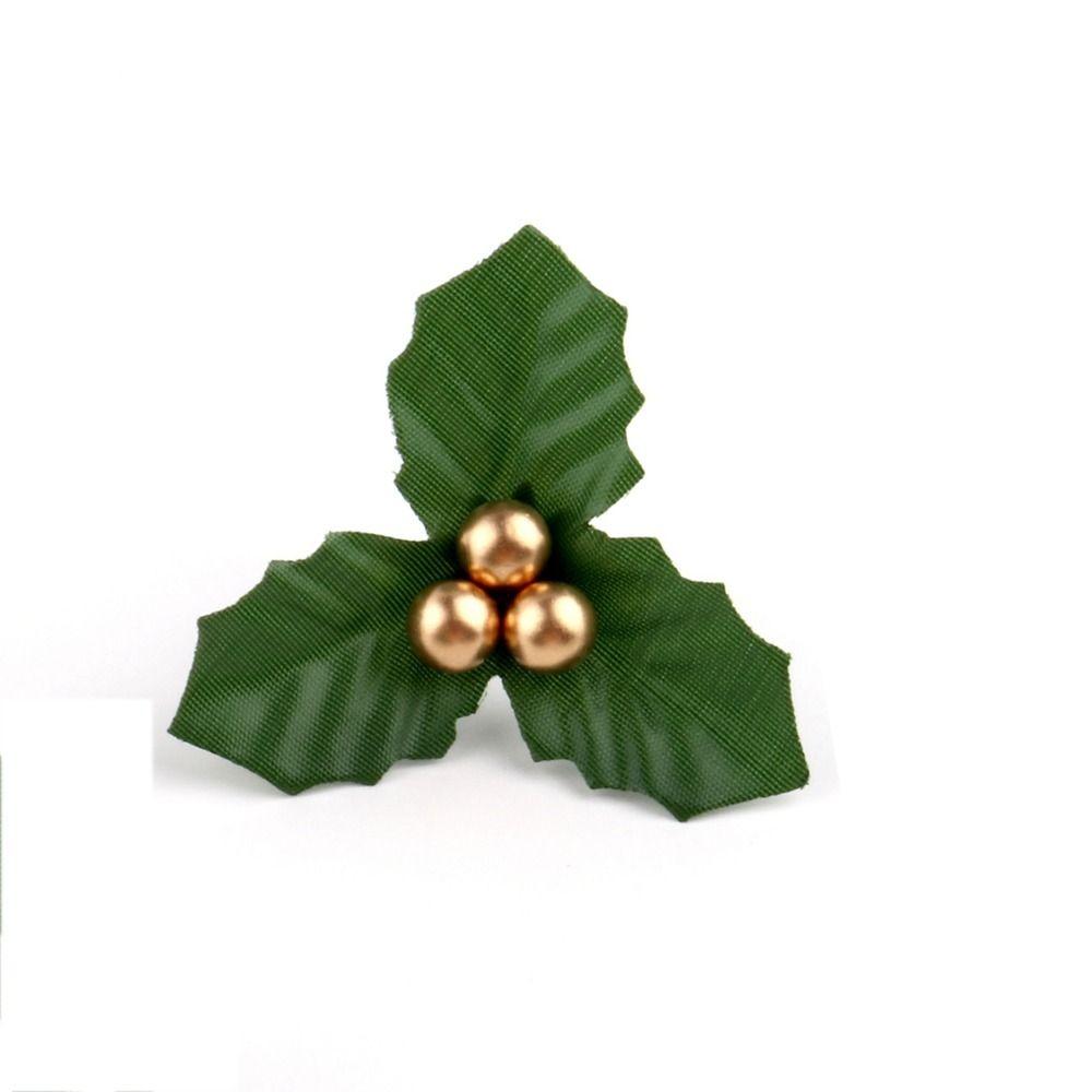 12Pcs/set Handmade Artificial Christmas Leaves Cute Mini Christmas Holly Wreaths Foam DIY Bonsai Plant Accessories Home Decor