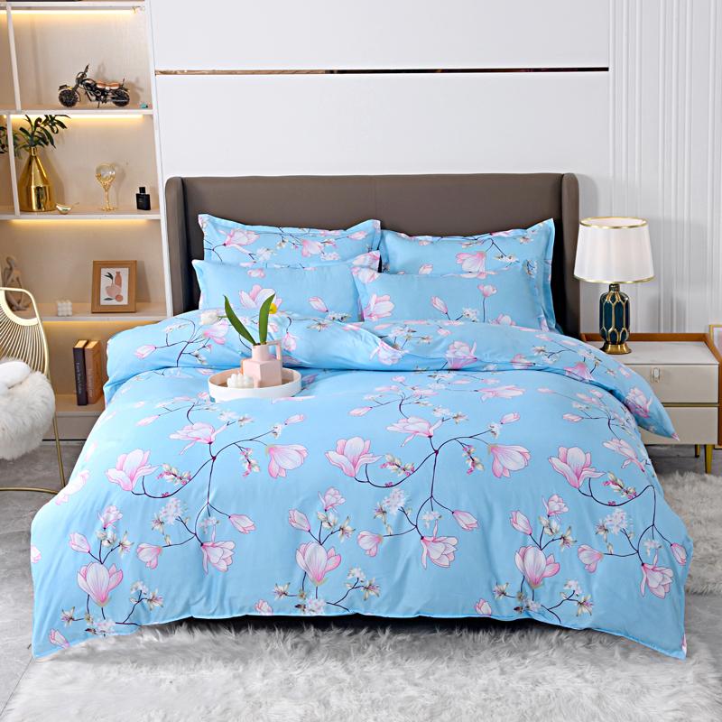 Solstice Home Textile Cyan Cute Cat Kitty Duvet Cover Pillow Case Bed Sheet Boy Kid Teen Girl Bedding Covers Set King Queen Twin