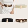 Leopard Retro Print Metal Buckle Wide Elastic Waist Belt Women Street Look Style