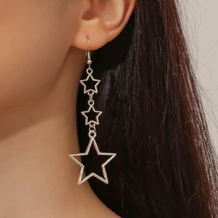 Long Star Fringe Dangle Earrings Party Sparkle Star Jewelry for Women Teen Girl