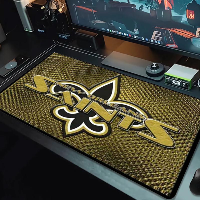 New Orleans Saints Logo Color Mouse Pad Large Gaming Table Cushion Non-slip Laptop Tablet Big Mousepad XXL Mat Mini PC Playmat With Lock Edge