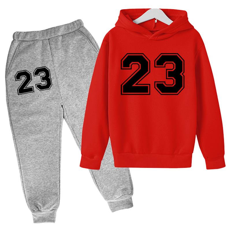 NEIN:23 Basketball Hoodie Sport Hoodie Set Frühling Herbst Kinder Hoodie + Hosen 2-teiliges Set Teen Cute 4-14Y Jungen Kinder Mädchen Hoodie