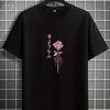 Summer Unisexs Adult American Style Rose Flower Print Cotton Breathable Shortsleeved Simple Tshirt Loose And Comfortable