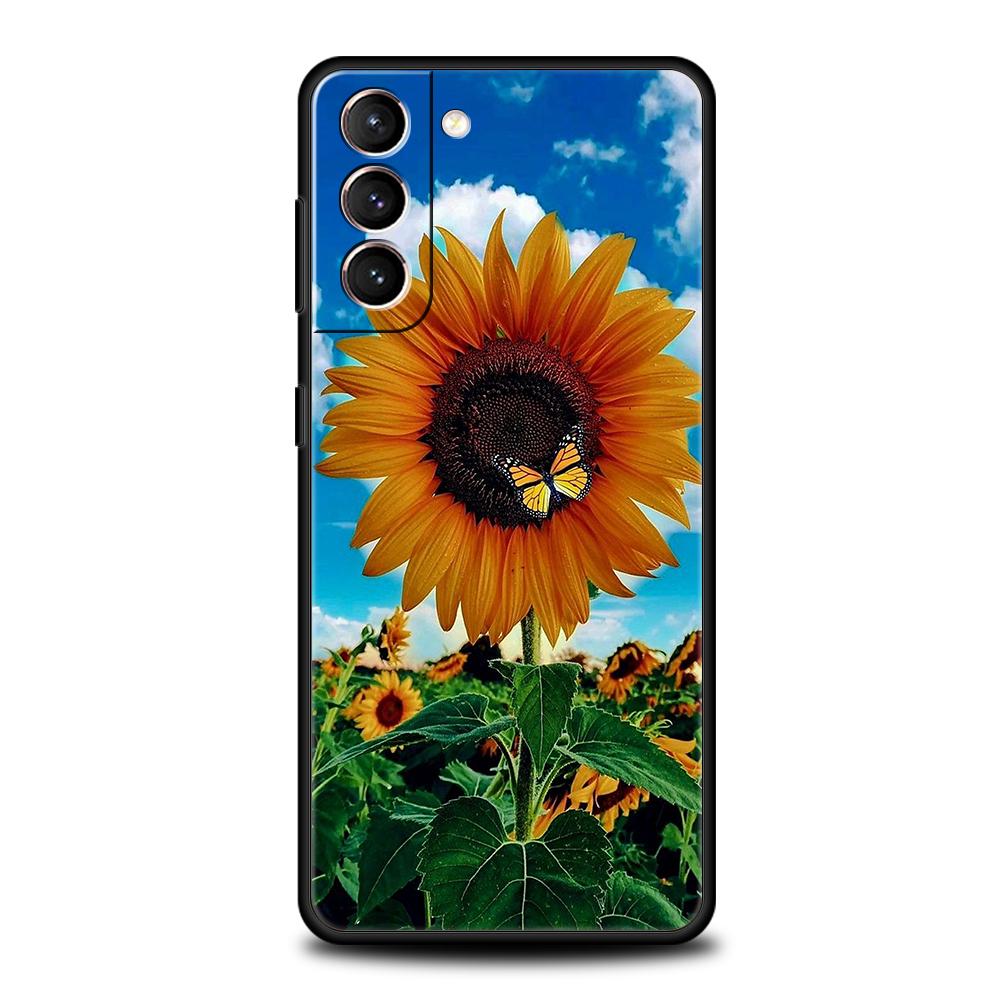 Beautiful Yellow Sunflower Phone Case For Samsung Galaxy S25 Edge S24 S23 S22 Ultra S20 S21 FE 5G S10 S9 Plus S10E Soft Cover