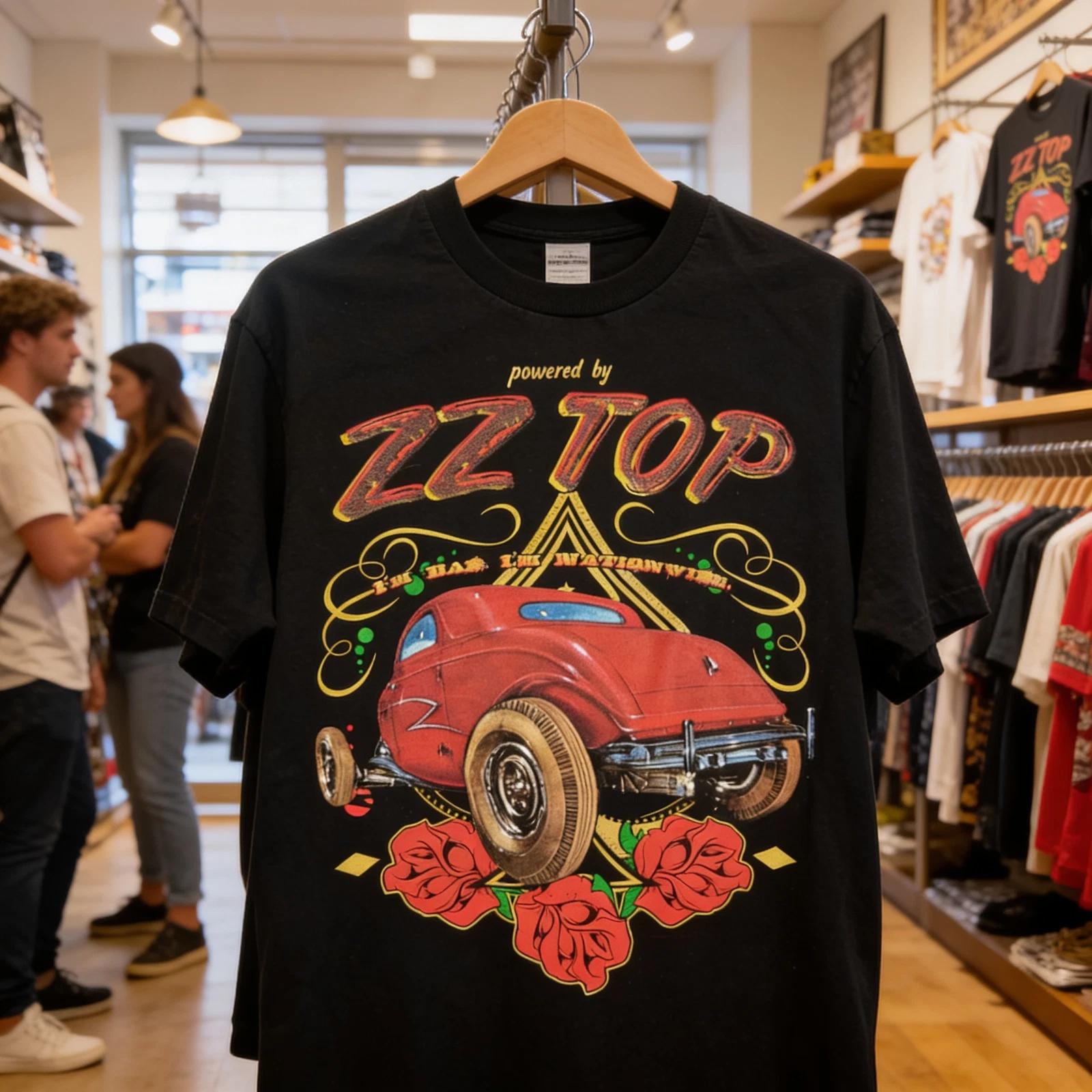 Vtg ZZ Top Band Tour Music Heavy Cotton Black All Size T Shirt M