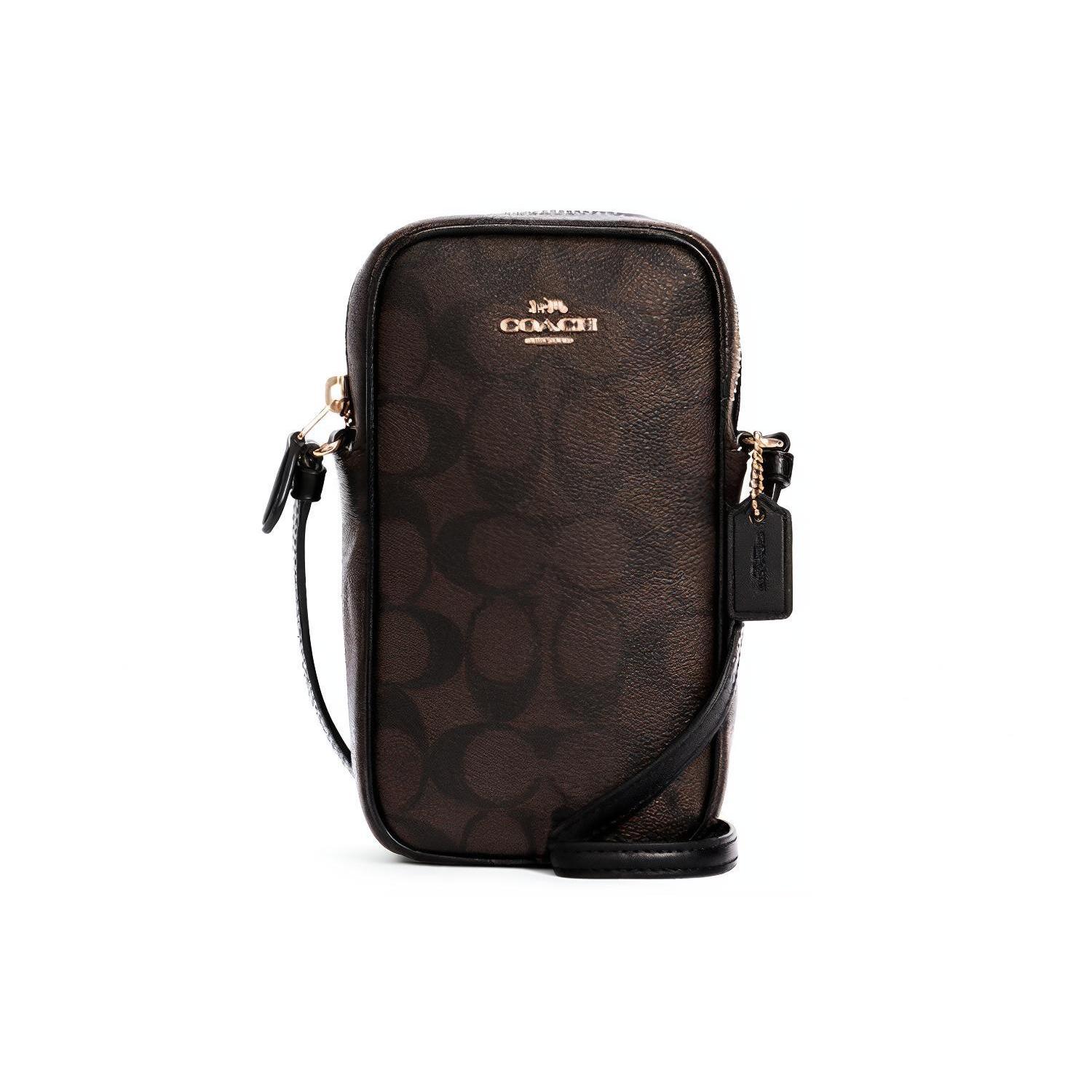 

New COACH N/S Canvas With Leather Camera Bag Shoulder Bag Crossbody Bag Regular Women s Dark Brown C3307-IMAA8 10.4*5.1*19.1CM