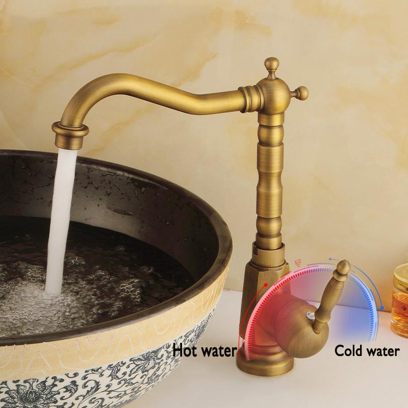 Baterie chiuvetă crom mixere cald și rece baterii chiuvetă antică Bateria chiuvetei rotativă 360