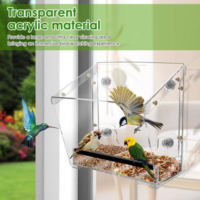 Acrylic Bird Feeder Clear Bird House Window Hanging Bird Feeder with Suction Cups for Home Outdoor Backyard Wildlife Birding NEW