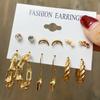 IF ME Korean Butterfly Pearl Stud Earrings Set Fashion Geometry Zircon Hoop Earring Women Jewelry Accessories
