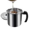 ABBP-Bacon Grease Container With Strainer 48 Oz Stainless Steel Oil Container Oil Can With Lid Easy Grip Handle Oil Can