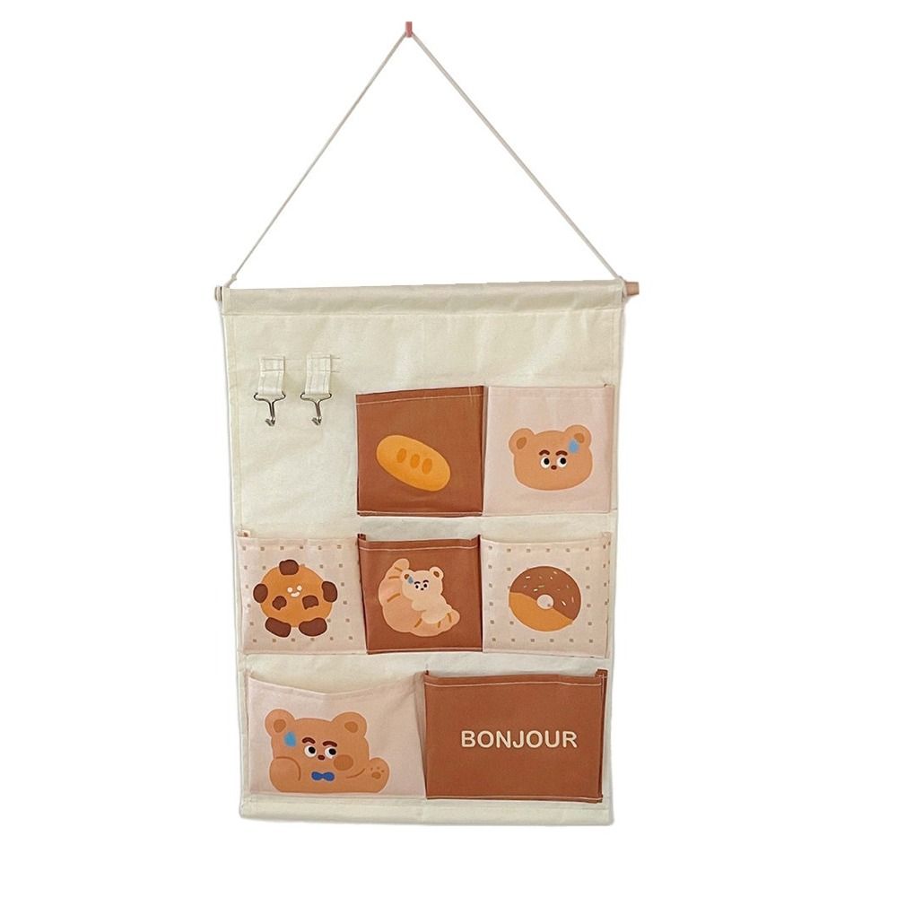 Cute Wall Storage Bags Wall Hanging 3/7 Pockets Cute Wall Mounted Storage Bag Organizer Kawaii Cartoon Hanging Bag Door