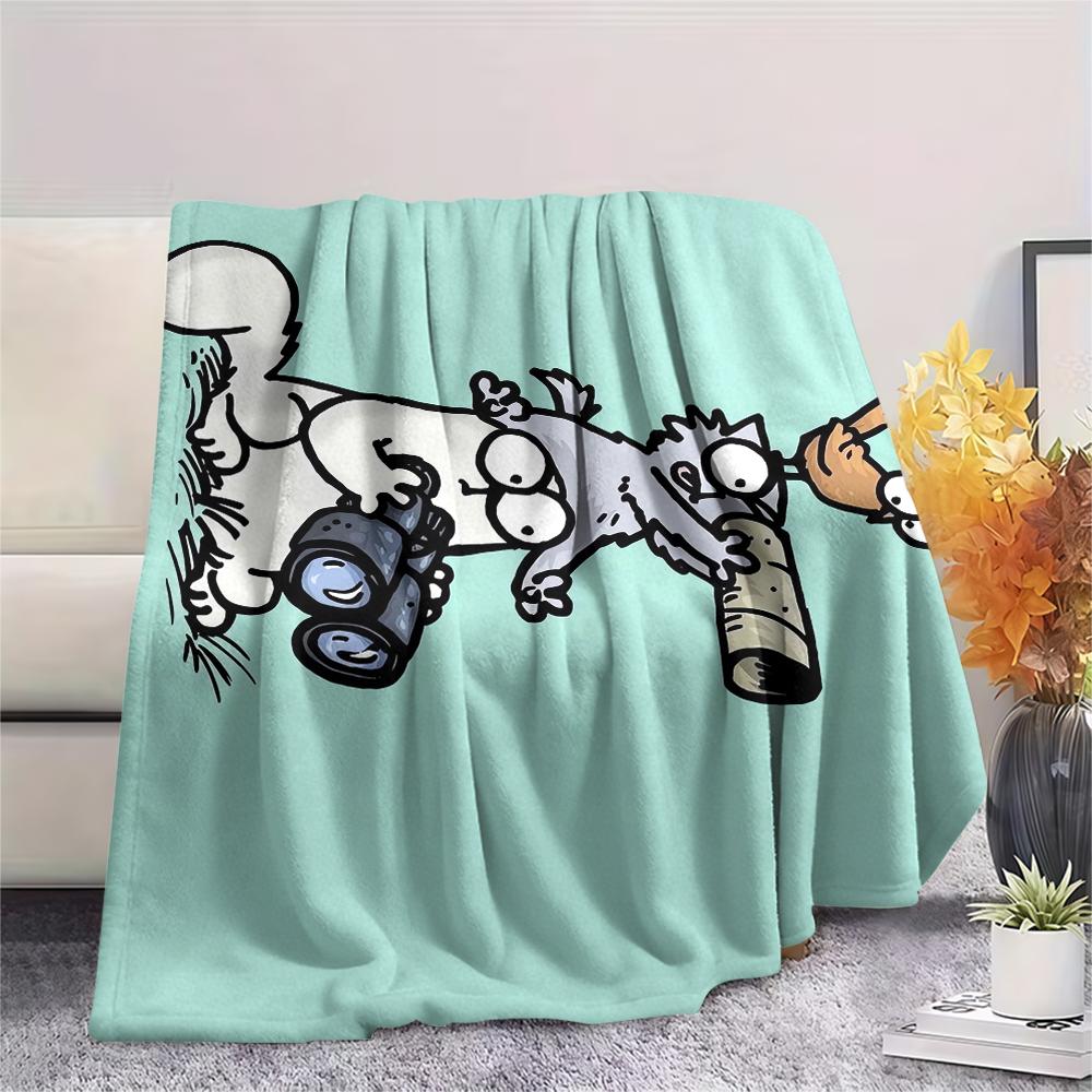 1 Pezzo Coperta in Flanella con Stampa Simon's Cat, Alta qualità Confortevole per Tutte le Stagioni, Decorazione per la Casa, Calore e Comfort, Perfetta per Regali di Natale