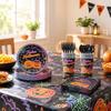 No Sagging Neon Pumpkin Disposable Tableware Set Eco-friendly Party Tablecloth Bar
