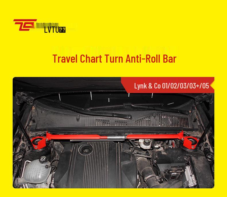 Lynk&Co 01/02/03/05 Chassis Reinforcement: Front Strut Bar with Anti-Roll Damping.
