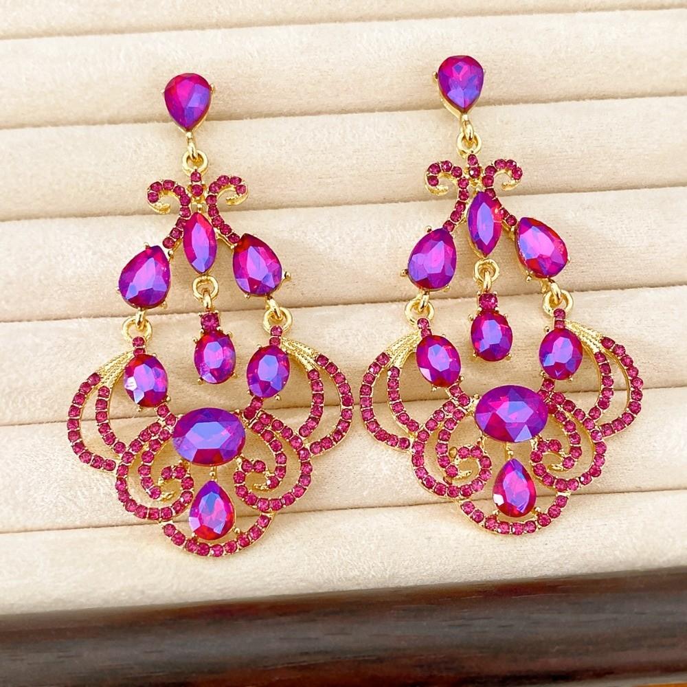 Exaggerated Rhinestone Drop Earrings Exquisite Statement Earrings  Anniversary