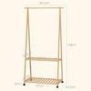 Bamboo Coat Rack with Shoe Shelf and 2 Hooks, Mobile, Natural