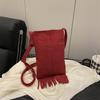 Niche design new women's bags spring and summer retro simple trend fringed single shoulder messenger bag vertical mobile phone bag