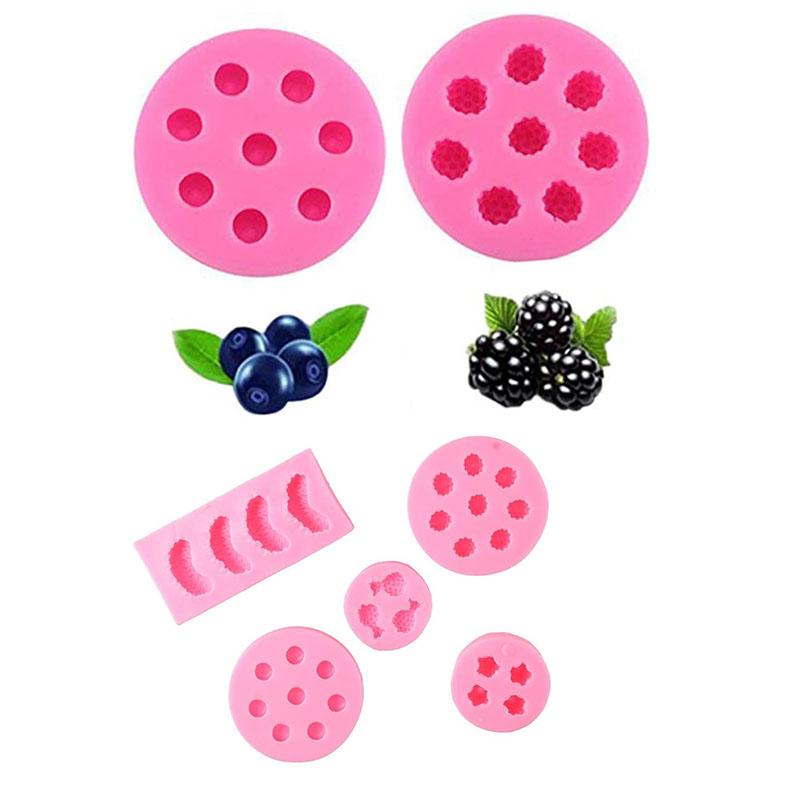 Silicone Fruit Molds Set for Cake Decorating 3D Strawberry Pineapple Raspberry Chocolate Molds Candy Jelly Gummies Soap Mold