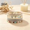 Bohemian Bracelet Braided Multi-Layered Faux Leather Rope Casual with Square