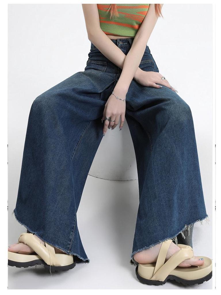 Women's High-Waisted Wide-Leg Jeans, Casual Loose Fit, Floor-Length, Spring/Autumn 2025, Perfect for Pear-Shaped Bodies.
