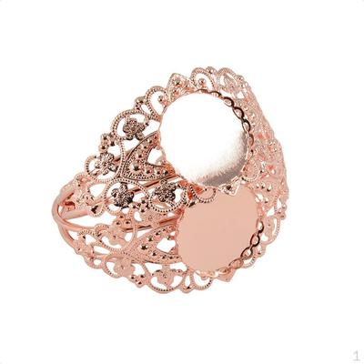2 Pieces Round Cuff Tray Bezel Pad Blank Settings Bracelet Base