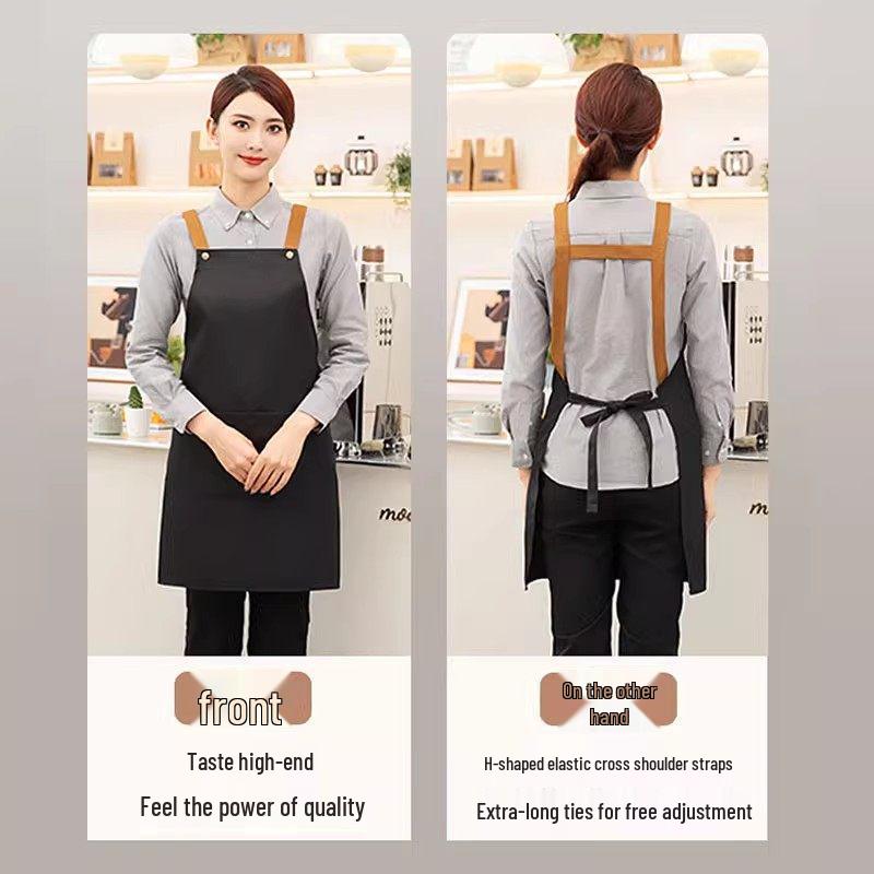 Waterproof Logo Printed Canvas Apron for Women - Perfect for Milk Tea and Coffee Shop Workers