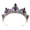 Glow Fashion for Rhinestone Stone Headband Luxury Purple Vintage Crown for Festi
